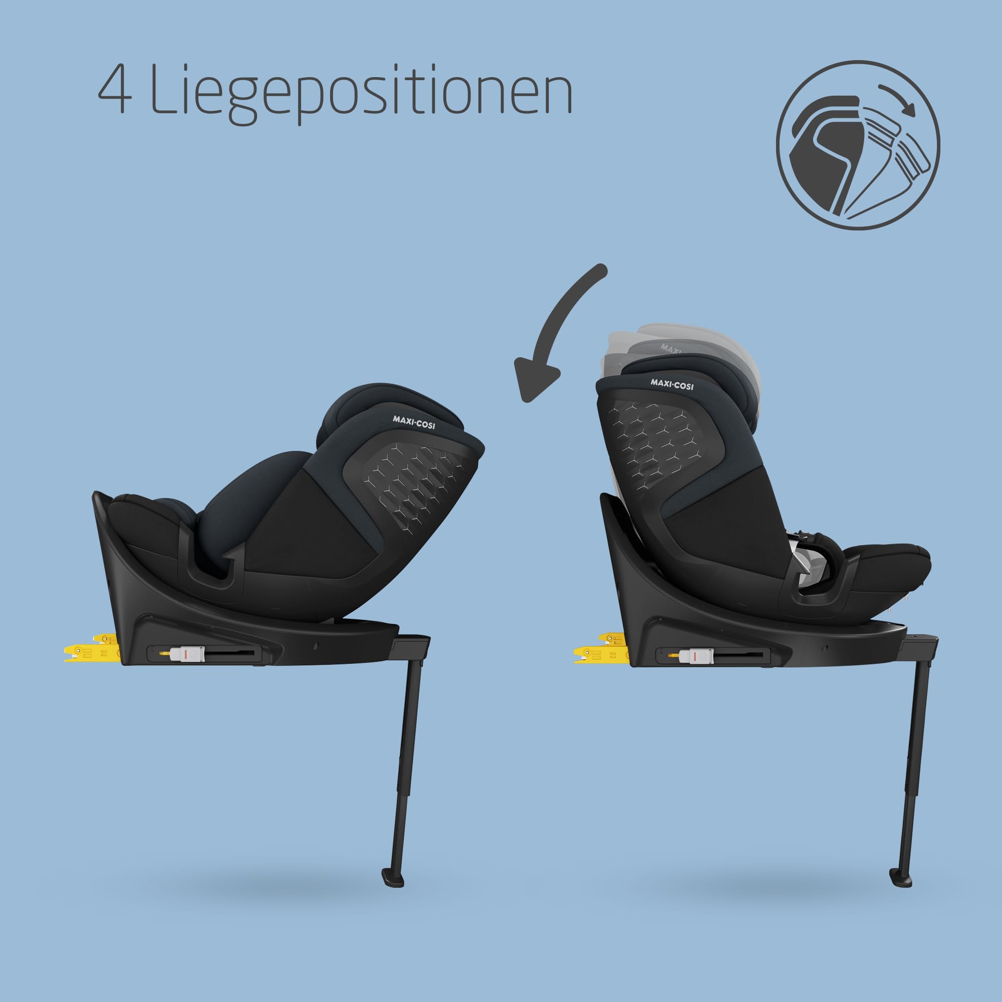 Maxi-Cosi Emerald 360 S i-Size, 0–12 Jahre, 40–150 cm, drehbar, FlexiSpin, 4 Liegepositionen, G-CELL, Tonal Black