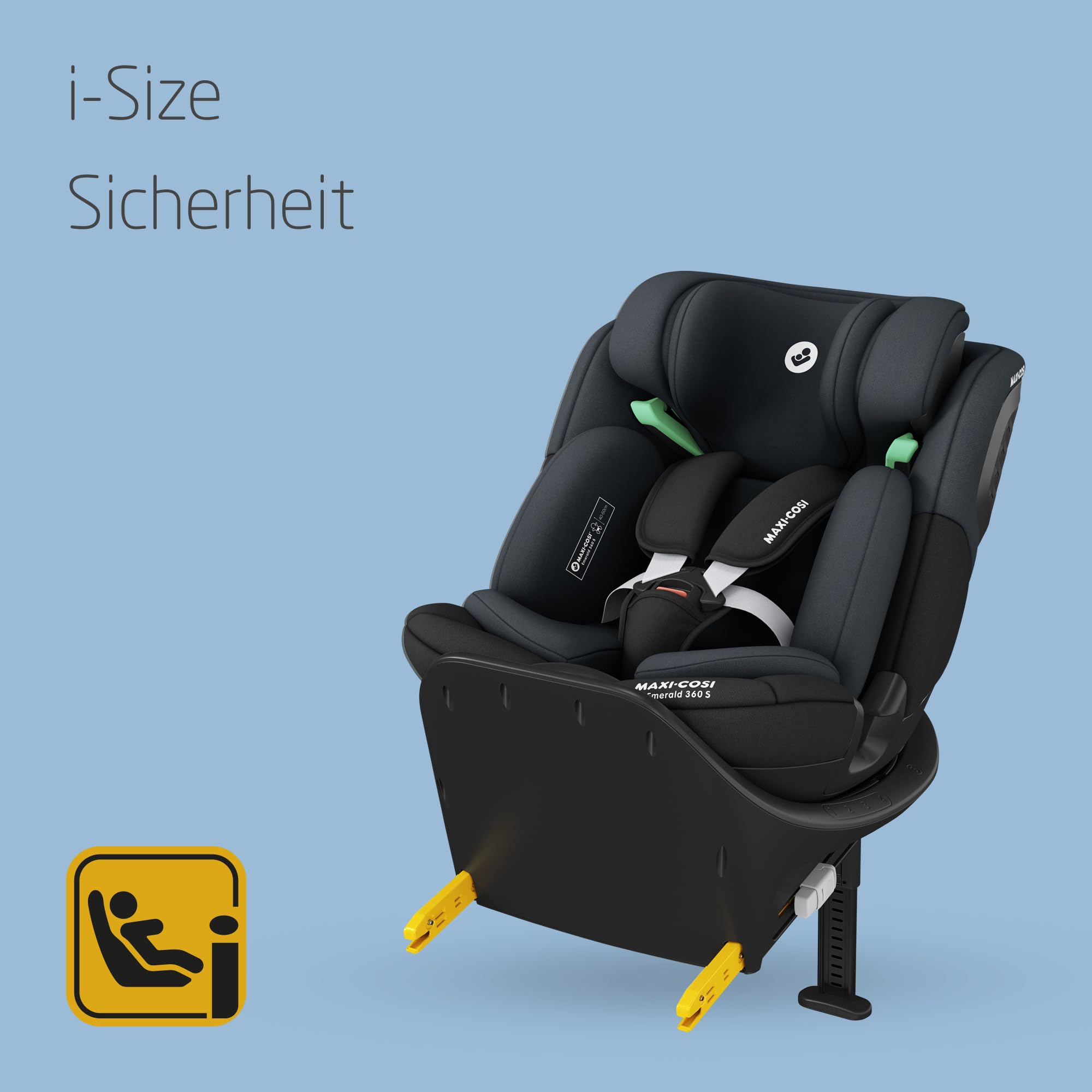 Maxi-Cosi Emerald 360 S i-Size, 0–12 Jahre, 40–150 cm, drehbar, FlexiSpin, 4 Liegepositionen, G-CELL, Tonal Black