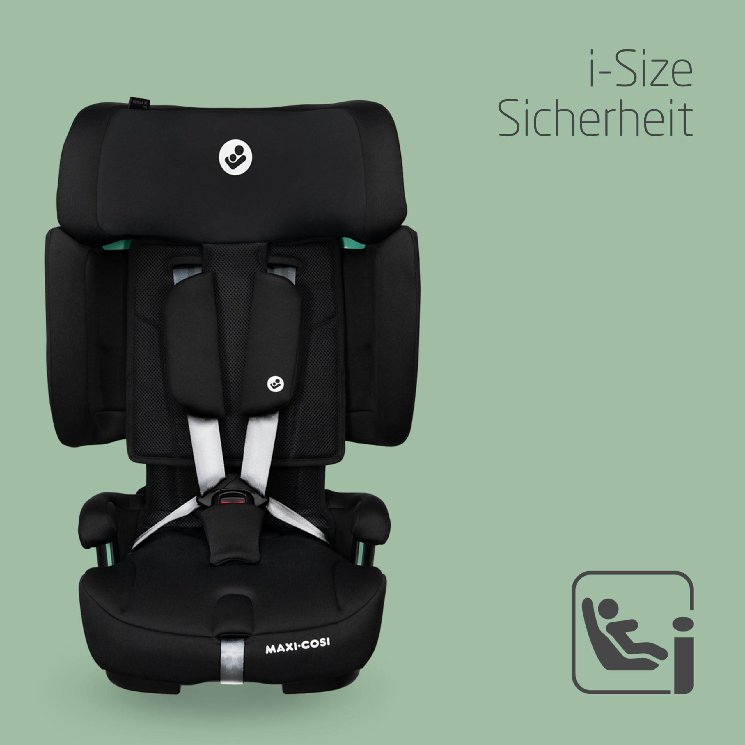 Maxi-Cosi Nomad XL Plus Kindersitz, 9–36 kg, 15 Mon.–12 Jahre, 76–150 cm, klappbar, kompakt, G-CELL, Schwarz