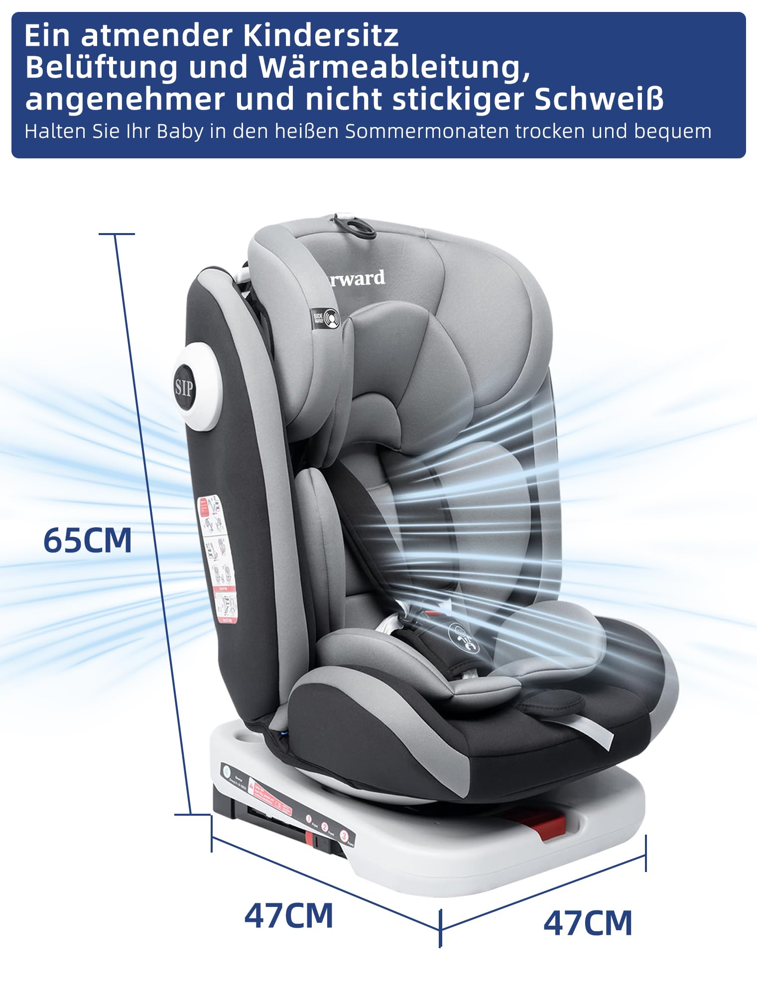 Fourward Baby Kindersitz 360° drehbar, i-Size 40–150 cm, 0–12 Jahre, 9–36 kg, ISOFIX, Ruheposition, ECE R129