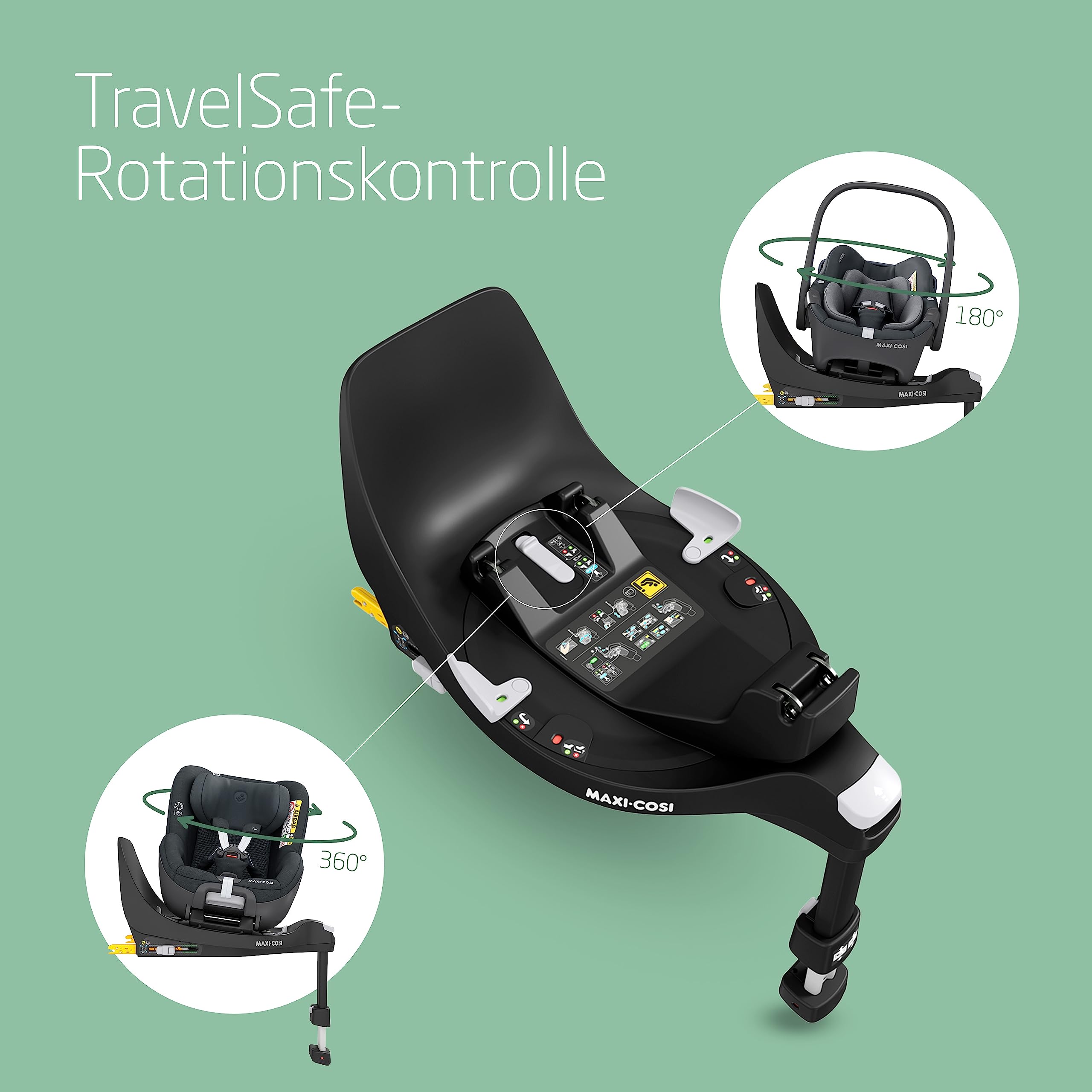 Maxi-Cosi FamilyFix 360 i-Size Basisstation, ISOFIX, 0–4 Jahre, 40–105 cm, FlexiSpin Drehung, TravelSafe Control