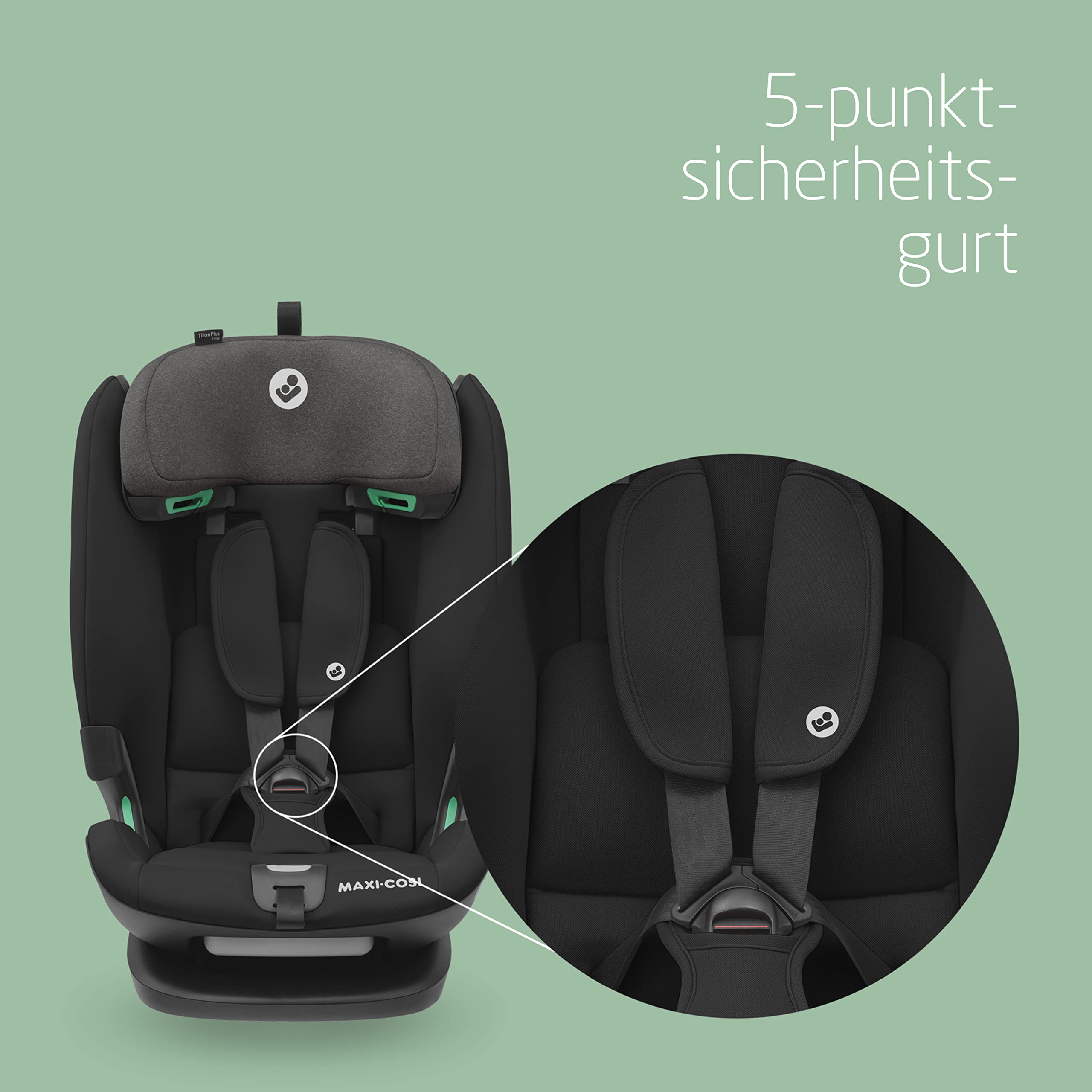 Maxi-Cosi Titan Plus i-Size Kindersitz, 76–150 cm, 15 Mon.–12 Jahre, G-CELL, 4 Liegepositionen, weich gepolstert