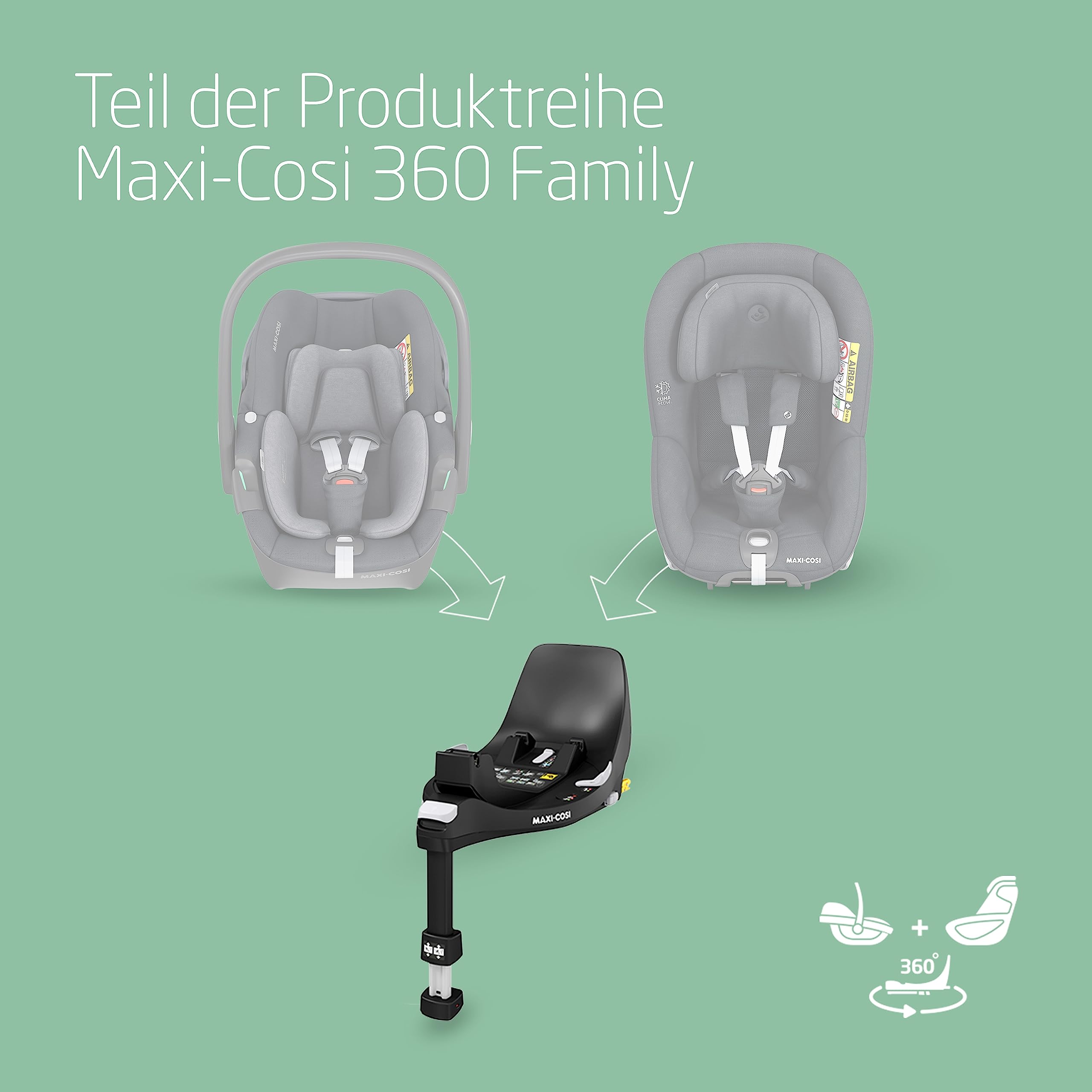 Maxi-Cosi FamilyFix 360 i-Size Basisstation, ISOFIX, 0–4 Jahre, 40–105 cm, FlexiSpin Drehung, TravelSafe Control