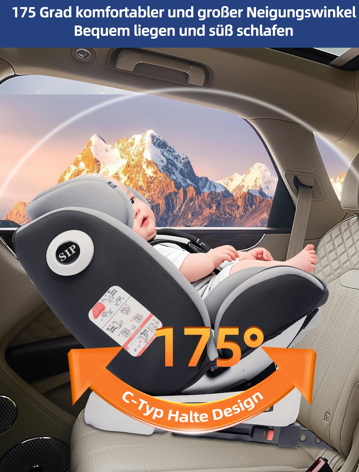 Fourward Baby Kindersitz 360° drehbar, i-Size 40–150 cm, 0–12 Jahre, 9–36 kg, ISOFIX, Ruheposition, ECE R129